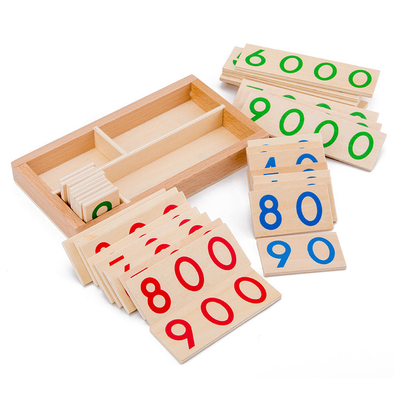 Montessori Wooden Number Cards 1–9999 – Educational Math Learning Cards for Kids