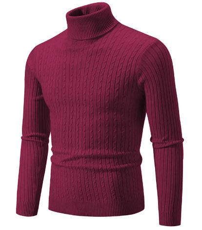 Men’s Turtleneck Knit Sweater – Slim Fit Warm Winter Pullover for Men