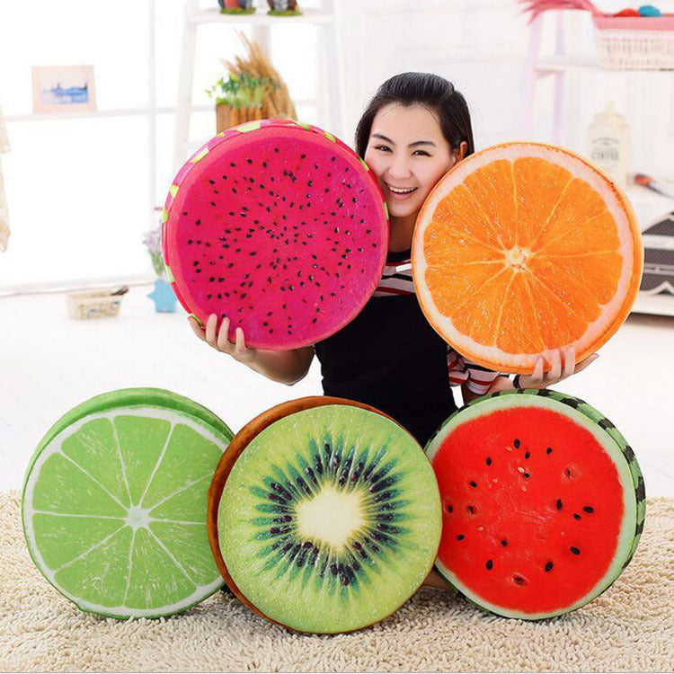 3D Fruit Plush Pillow – Soft Watermelon & Kiwi Decorative Cushion