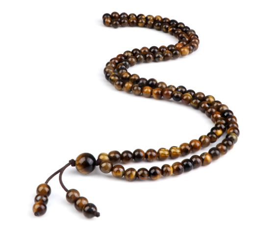 Men’s Natural Stone Beaded Necklace – 108 Mala Beads (Malachite Style)