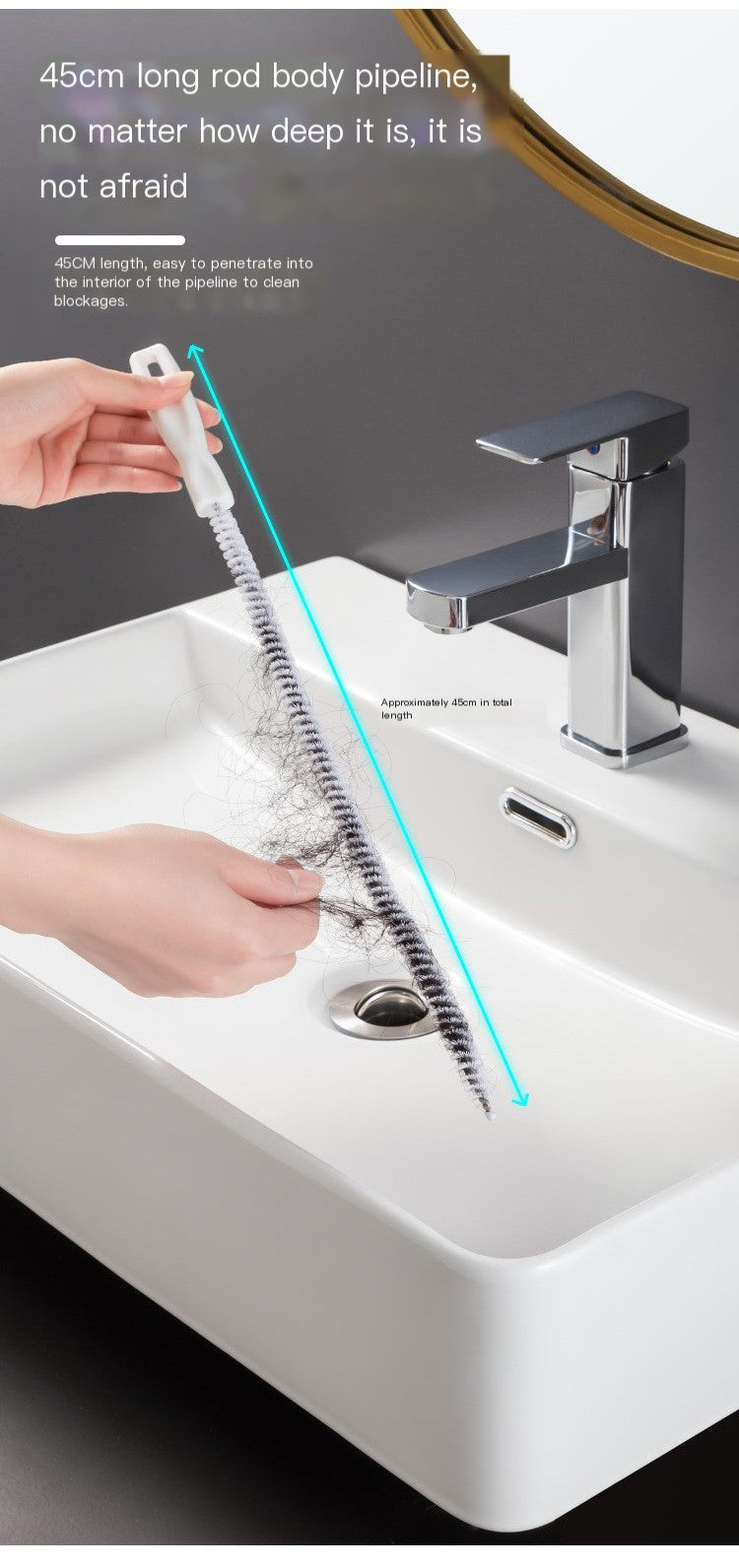 Drain Hair Cleaner Tool – Flexible Pipe Unclogger Brush for Sink & Shower Drains