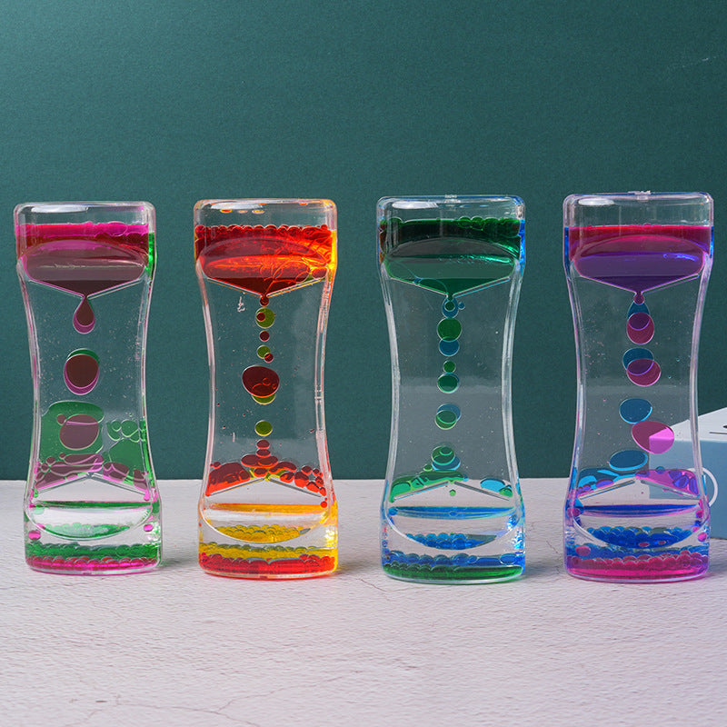 Dual Color Liquid Acrylic Hourglass Timer – Decorative Desk Sand Art Relaxation Timer