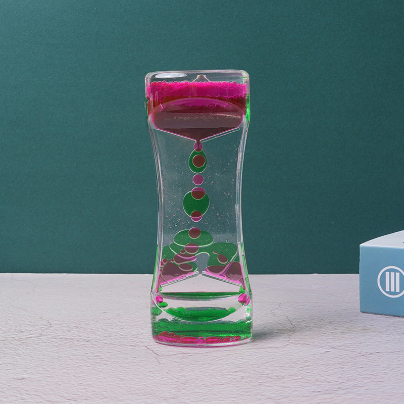 Dual Color Liquid Acrylic Hourglass Timer – Decorative Desk Sand Art Relaxation Timer