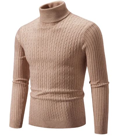 Men’s Turtleneck Knit Sweater – Slim Fit Warm Winter Pullover for Men