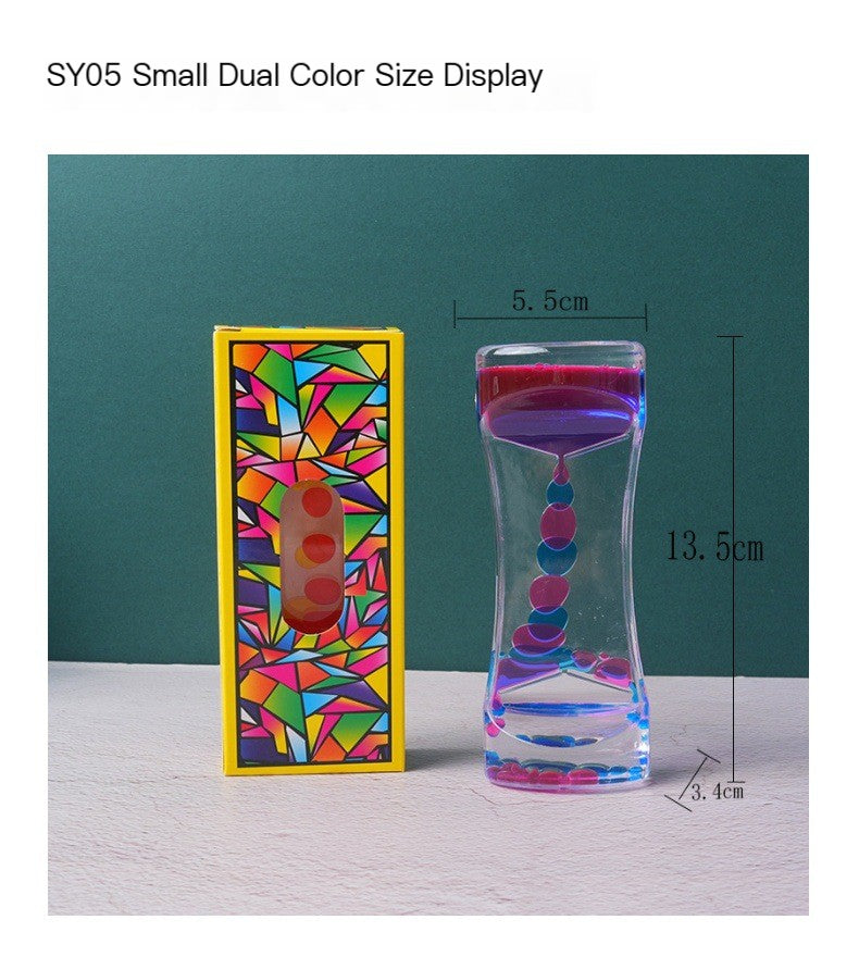 Dual Color Liquid Acrylic Hourglass Timer – Decorative Desk Sand Art Relaxation Timer