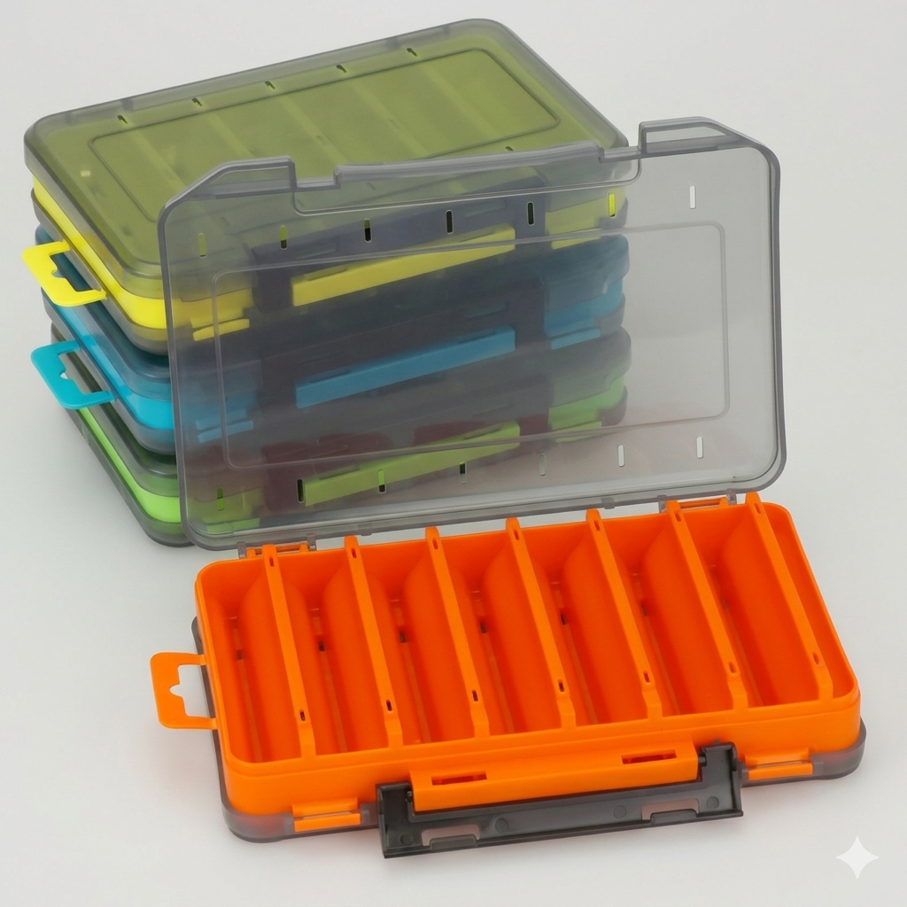 Dual-Sided Fishing Tackle Box – Compact Waterproof Lure Organizer with 14 Compartments