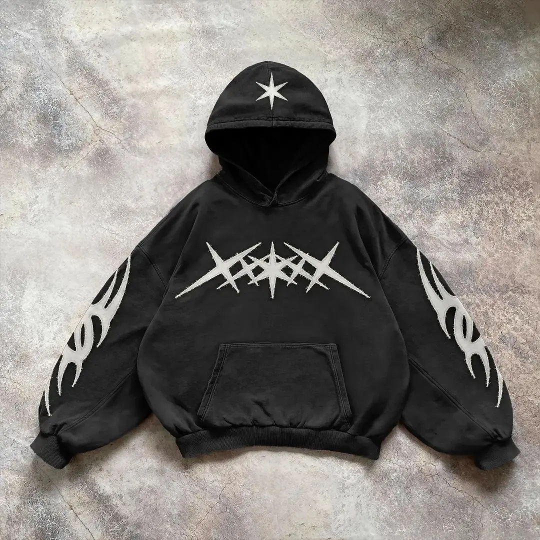 Y2K Grunge Oversized Hoodie for Women – Graphic Pullover Streetwear Sweatshirt