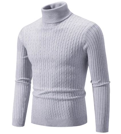 Men’s Turtleneck Knit Sweater – Slim Fit Warm Winter Pullover for Men