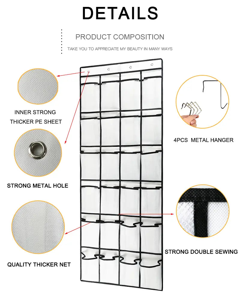 Over-the-Door Shoe Organizer – 24 Pocket Hanging Storage Rack