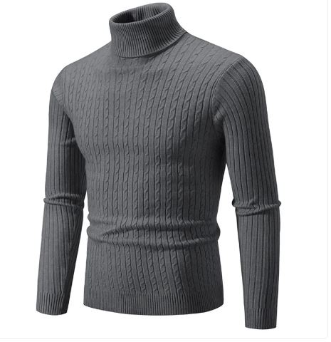 Men’s Turtleneck Knit Sweater – Slim Fit Warm Winter Pullover for Men