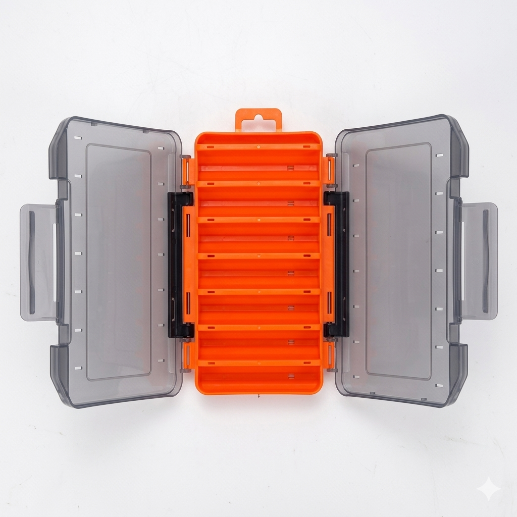 Dual-Sided Fishing Tackle Box – Compact Waterproof Lure Organizer with 14 Compartments