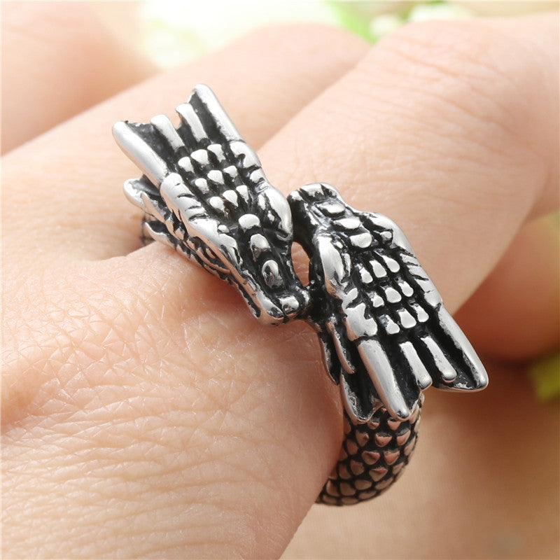 Titanium Steel Chinese Dragon Ring – Retro Vintage Statement Ring for Men & Women