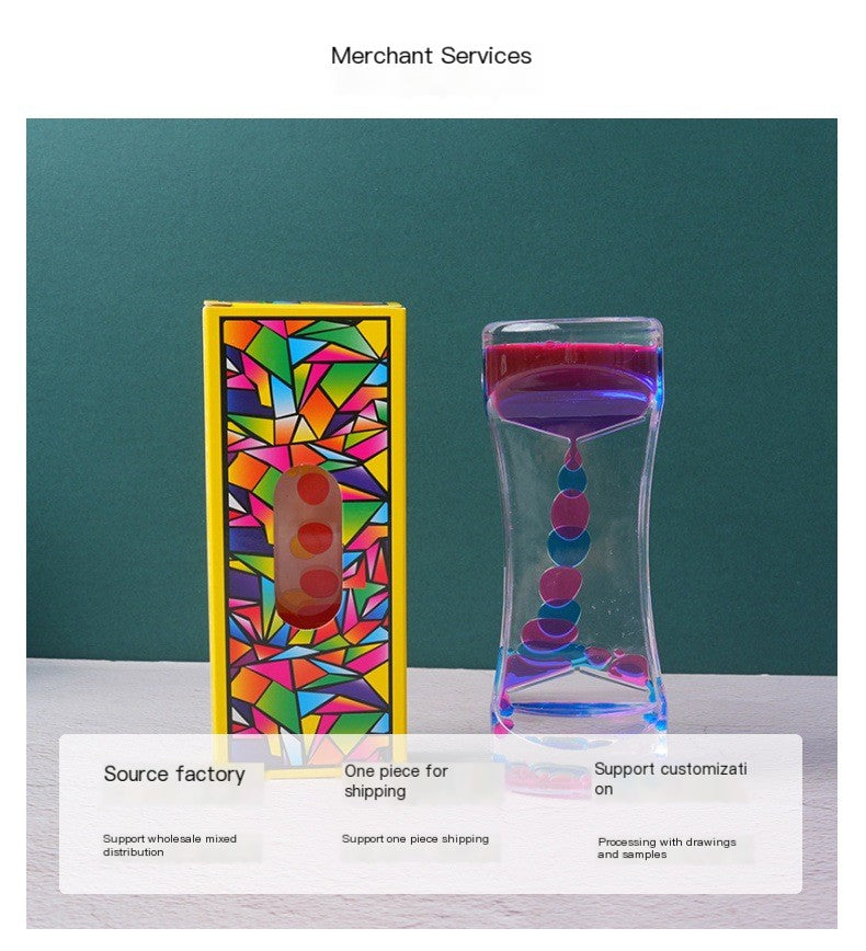 Dual Color Liquid Acrylic Hourglass Timer – Decorative Desk Sand Art Relaxation Timer