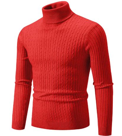 Men’s Turtleneck Knit Sweater – Slim Fit Warm Winter Pullover for Men