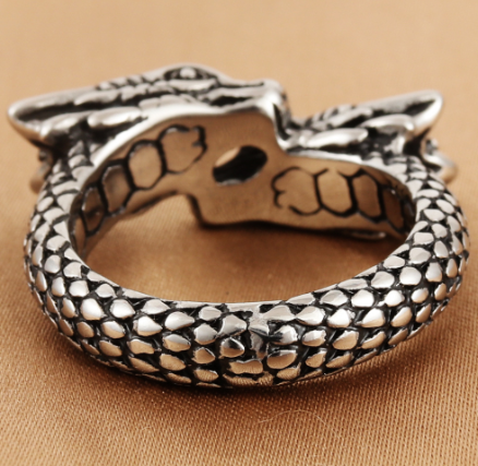 Titanium Steel Chinese Dragon Ring – Retro Vintage Statement Ring for Men & Women