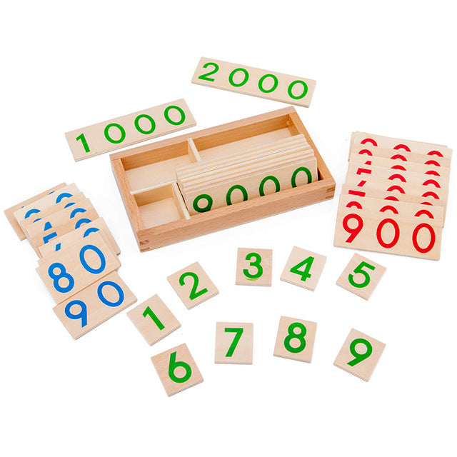 Montessori Wooden Number Cards 1–9999 – Educational Math Learning Cards for Kids