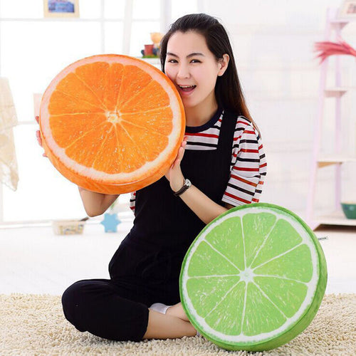 3D Fruit Plush Pillow – Soft Watermelon & Kiwi Decorative Cushion