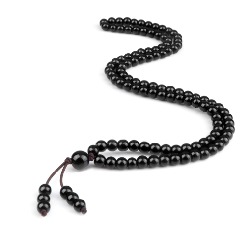Men’s Natural Stone Beaded Necklace – 108 Mala Beads (Malachite Style)