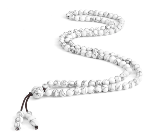 Men’s Natural Stone Beaded Necklace – 108 Mala Beads (Malachite Style)