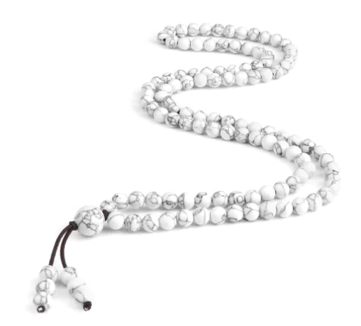 Men’s Natural Stone Beaded Necklace – 108 Mala Beads (Malachite Style)