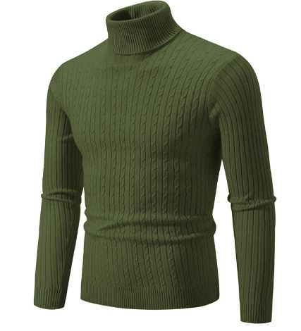 Men’s Turtleneck Knit Sweater – Slim Fit Warm Winter Pullover for Men