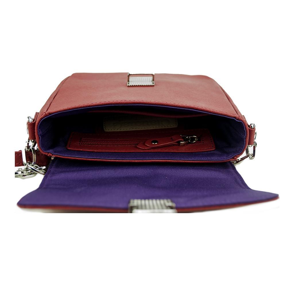 Tiny Leather Crossbody Bag – Mini Shoulder Handbag with Chain Strap (Cabernet)