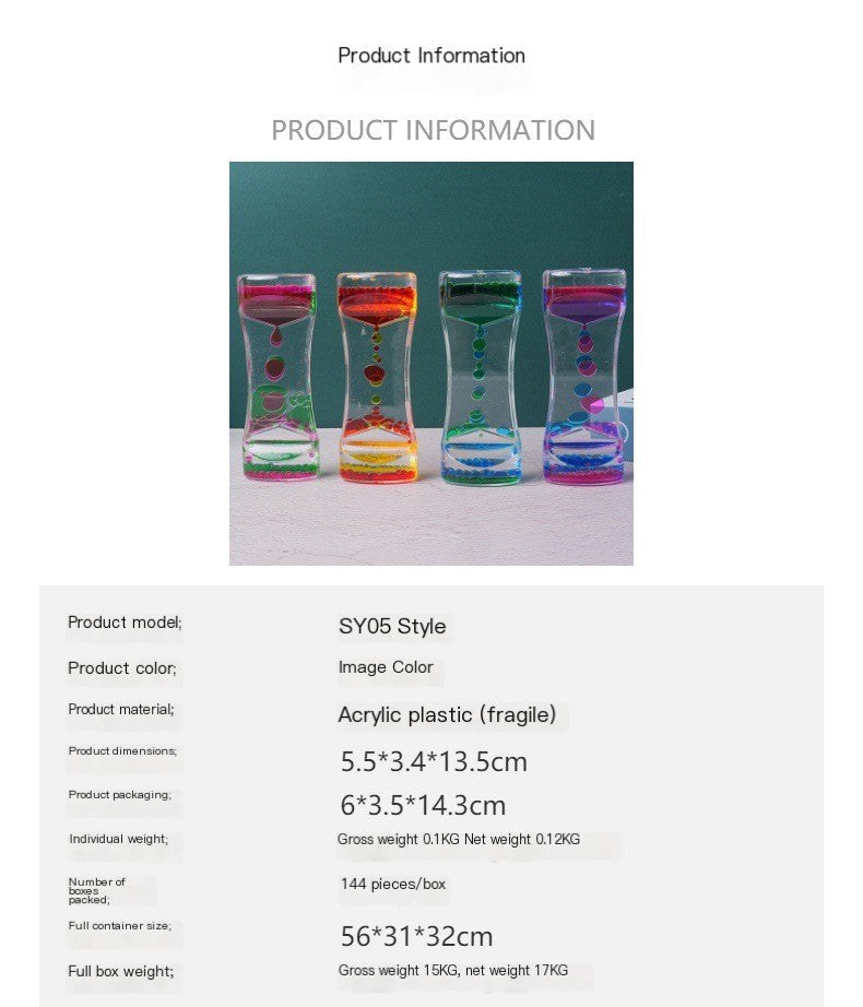 Dual Color Liquid Acrylic Hourglass Timer – Decorative Desk Sand Art Relaxation Timer