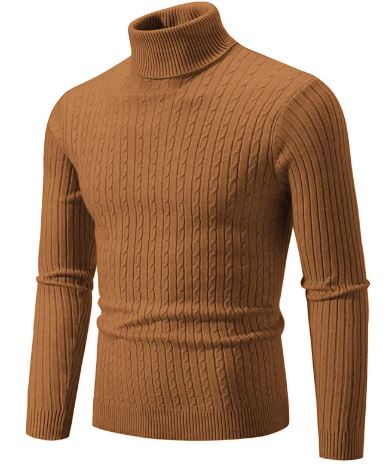 Men’s Turtleneck Knit Sweater – Slim Fit Warm Winter Pullover for Men