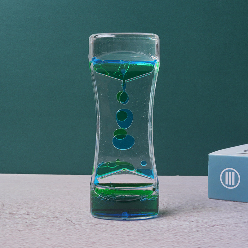 Dual Color Liquid Acrylic Hourglass Timer – Decorative Desk Sand Art Relaxation Timer