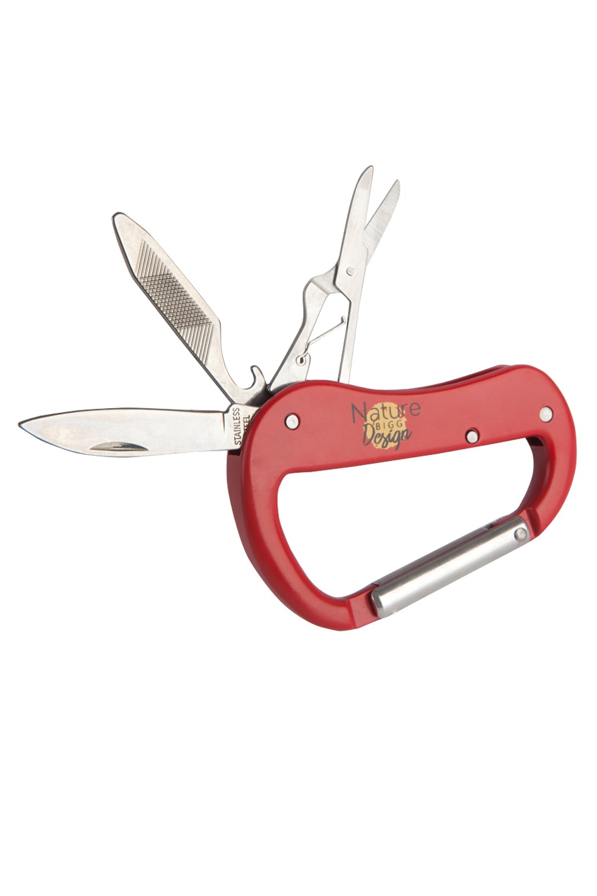 Multi-Tool Carabiner Pocket Tool – 4-in-1 Stainless Steel Camping Keychain Tool
