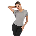 Women’s V-Neck Open Back Sports T-Shirt – Lightweight Athleisure Workout Top