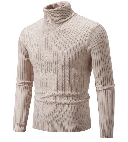 Men’s Turtleneck Knit Sweater – Slim Fit Warm Winter Pullover for Men