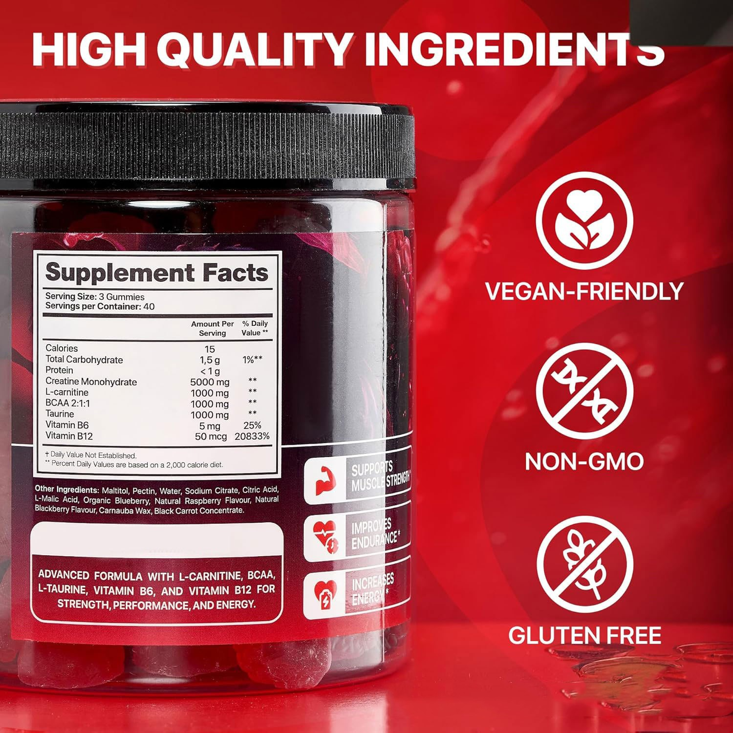 Muscle Boost Gummies – Creatine + Vitamin Energy Support Gummies for Active Lifestyle