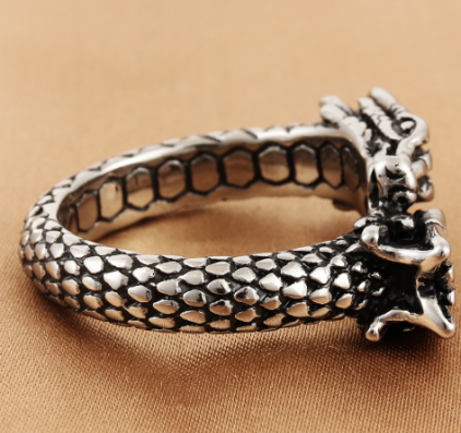 Titanium Steel Chinese Dragon Ring – Retro Vintage Statement Ring for Men & Women