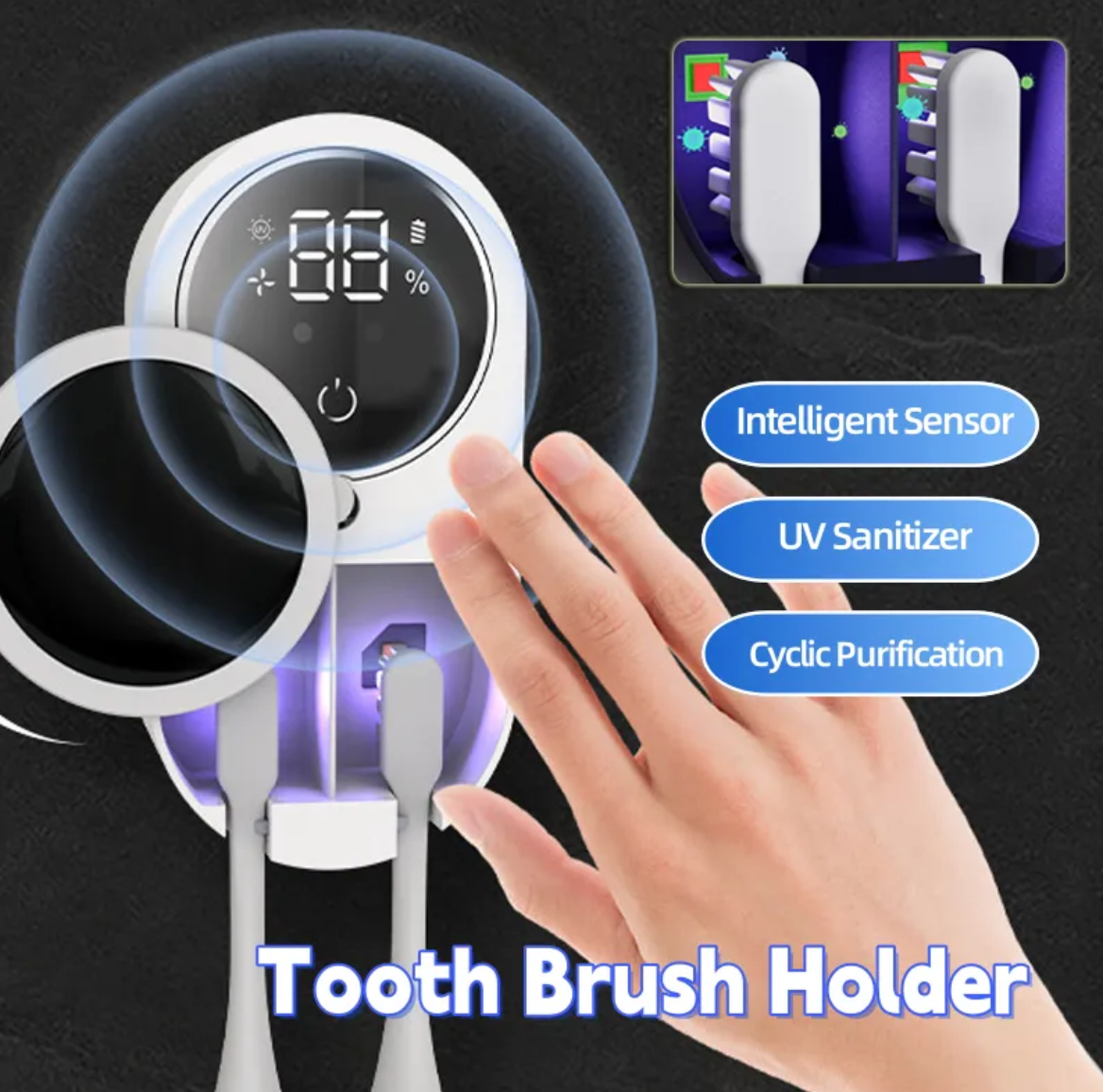 Portable UV Toothbrush Sanitizer – UV-C Toothbrush Cleaner & Holder for Bathroom Hygiene