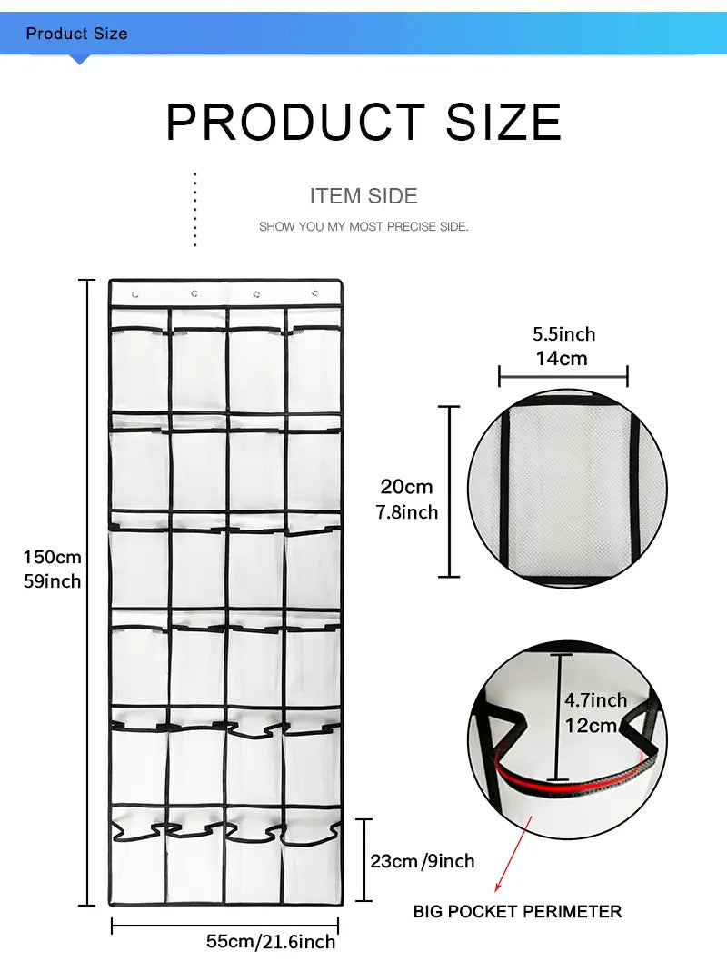 Over-the-Door Shoe Organizer – 24 Pocket Hanging Storage Rack