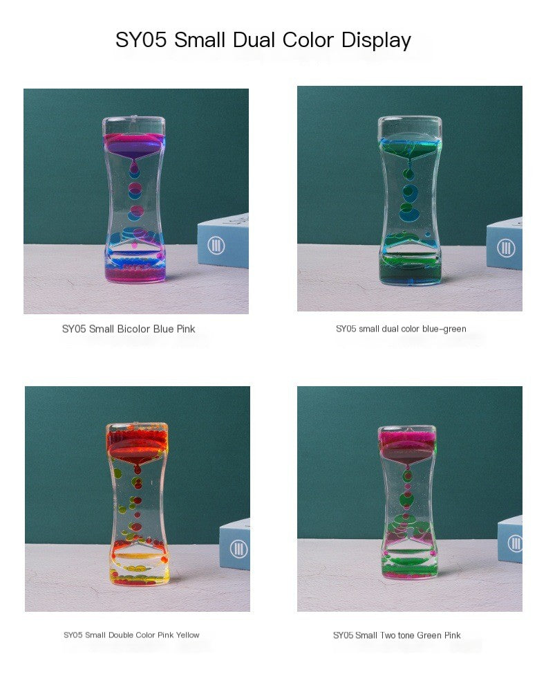 Dual Color Liquid Acrylic Hourglass Timer – Decorative Desk Sand Art Relaxation Timer
