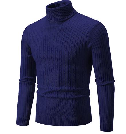 Men’s Turtleneck Knit Sweater – Slim Fit Warm Winter Pullover for Men