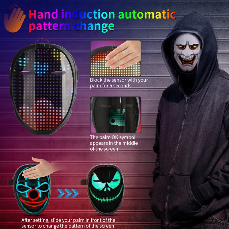 LED Face Changing Glow Mask – Light Up Costume Mask with Multiple Color Modes