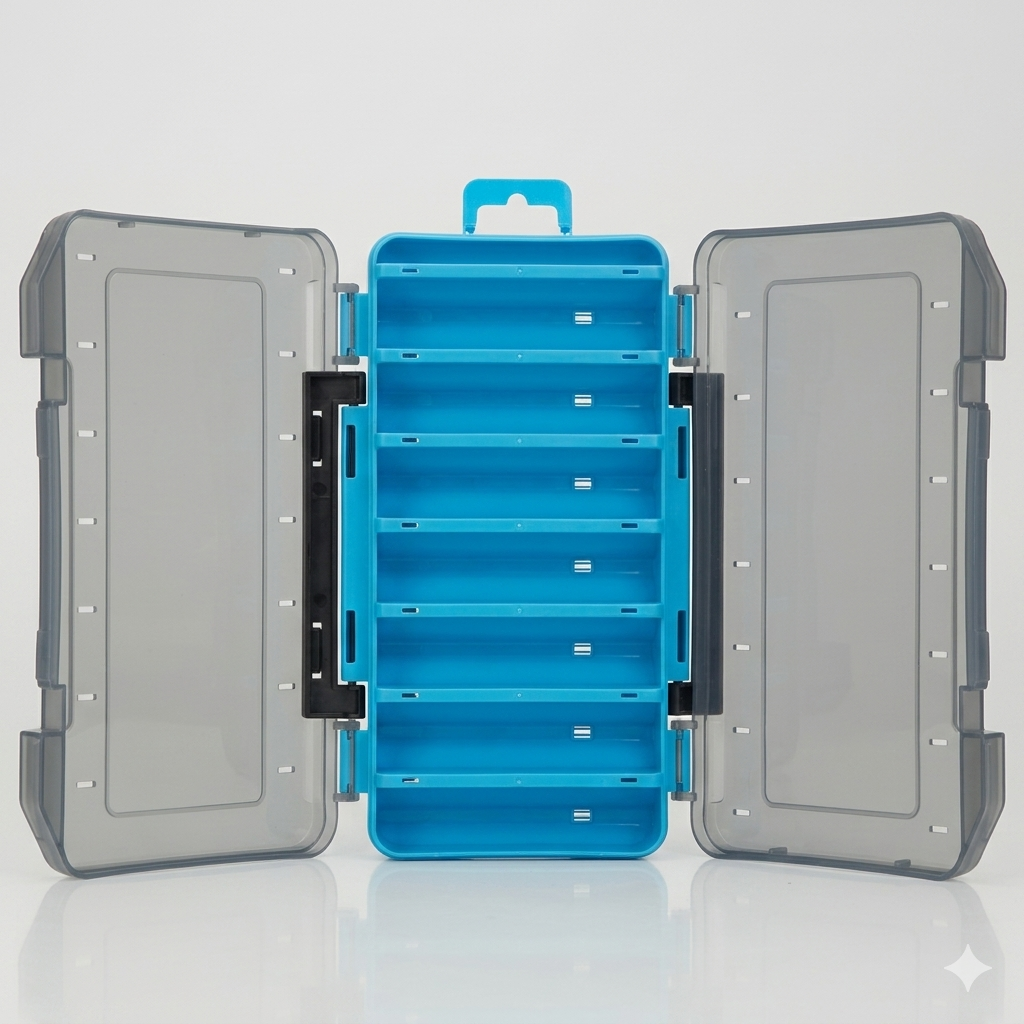 Dual-Sided Fishing Tackle Box – Compact Waterproof Lure Organizer with 14 Compartments